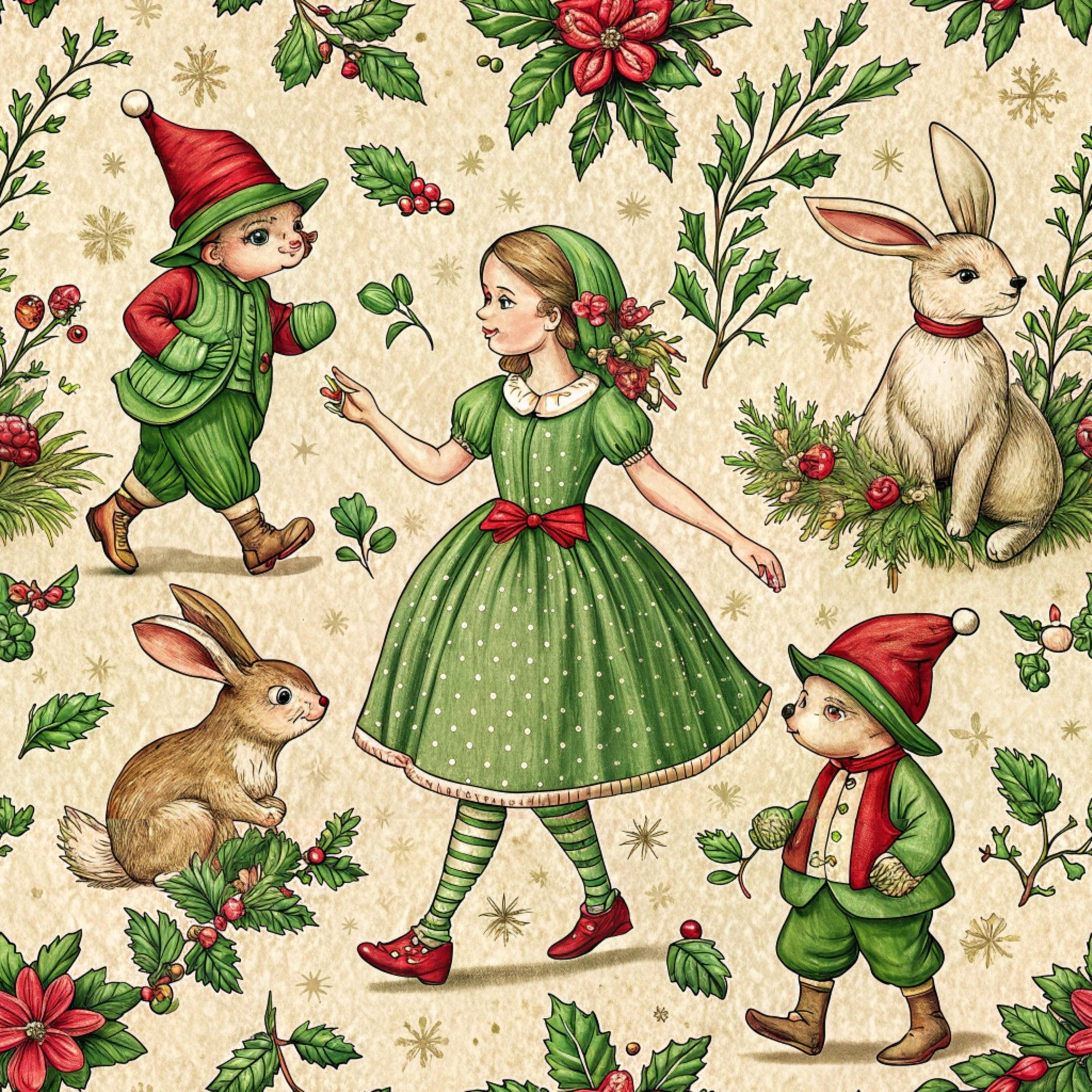Yuletide Hare Pattern 39 Minky Fabric