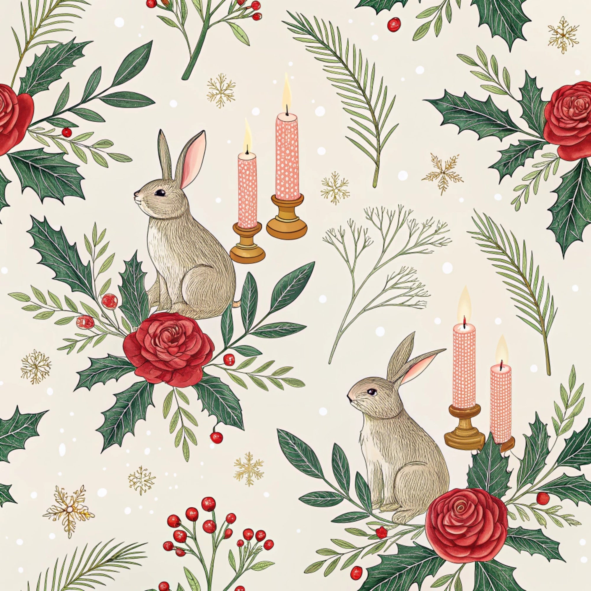 Yuletide Hare Pattern 44 Minky Fabric