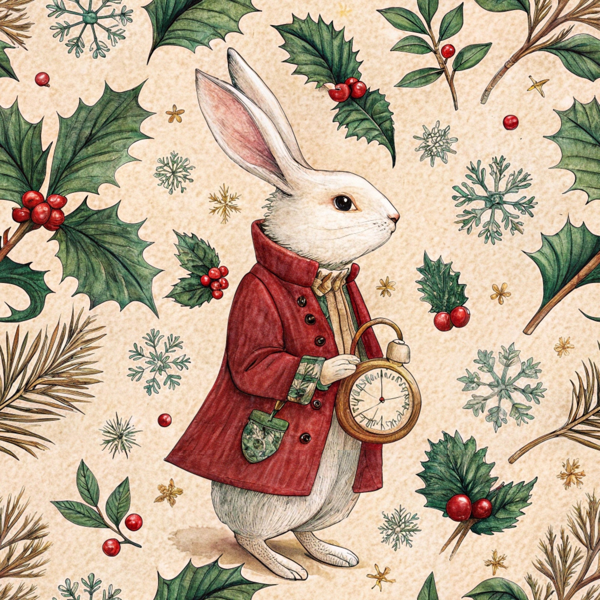 Yuletide Hare Pattern 45 Minky Fabric