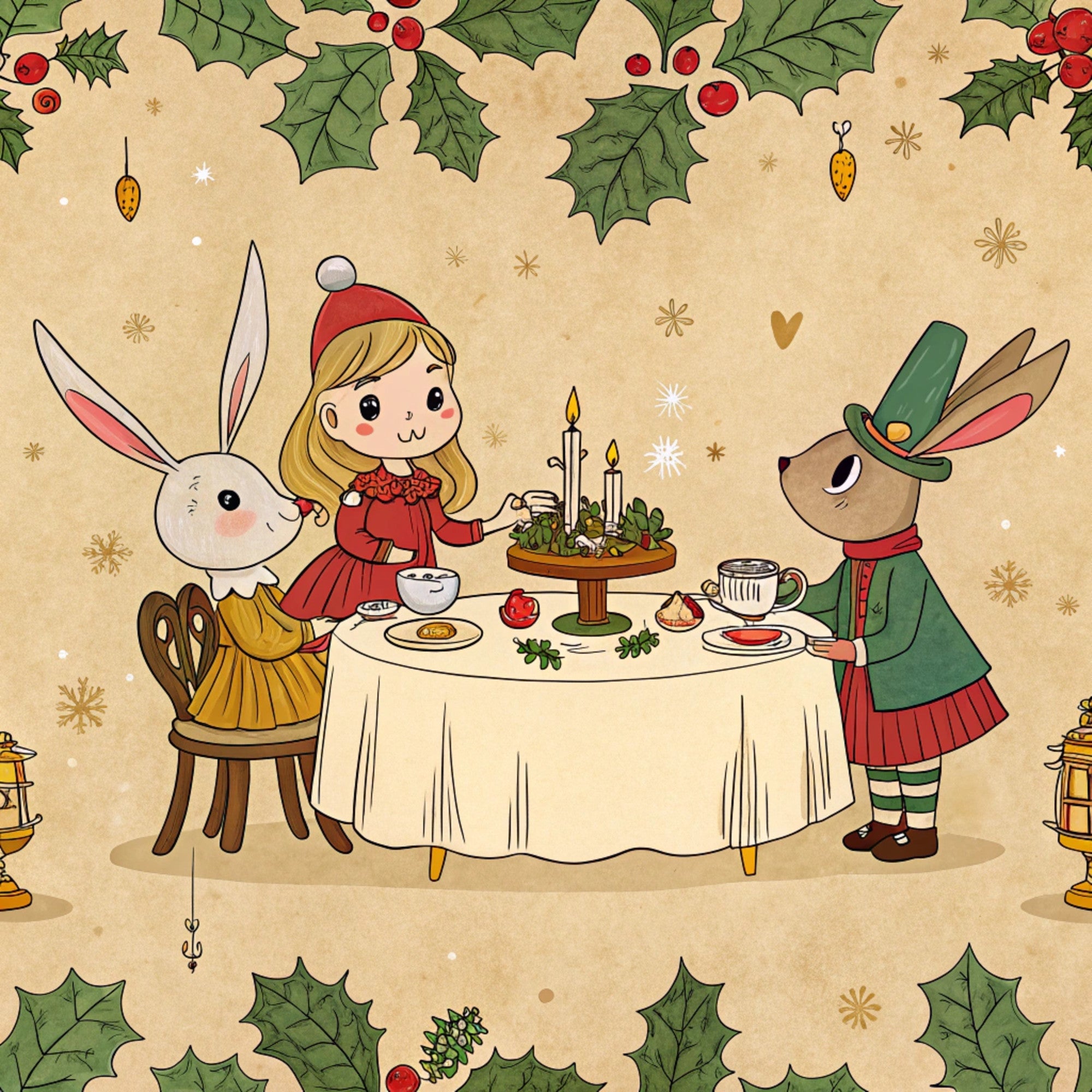 Yuletide Hare Pattern 49 Minky Fabric