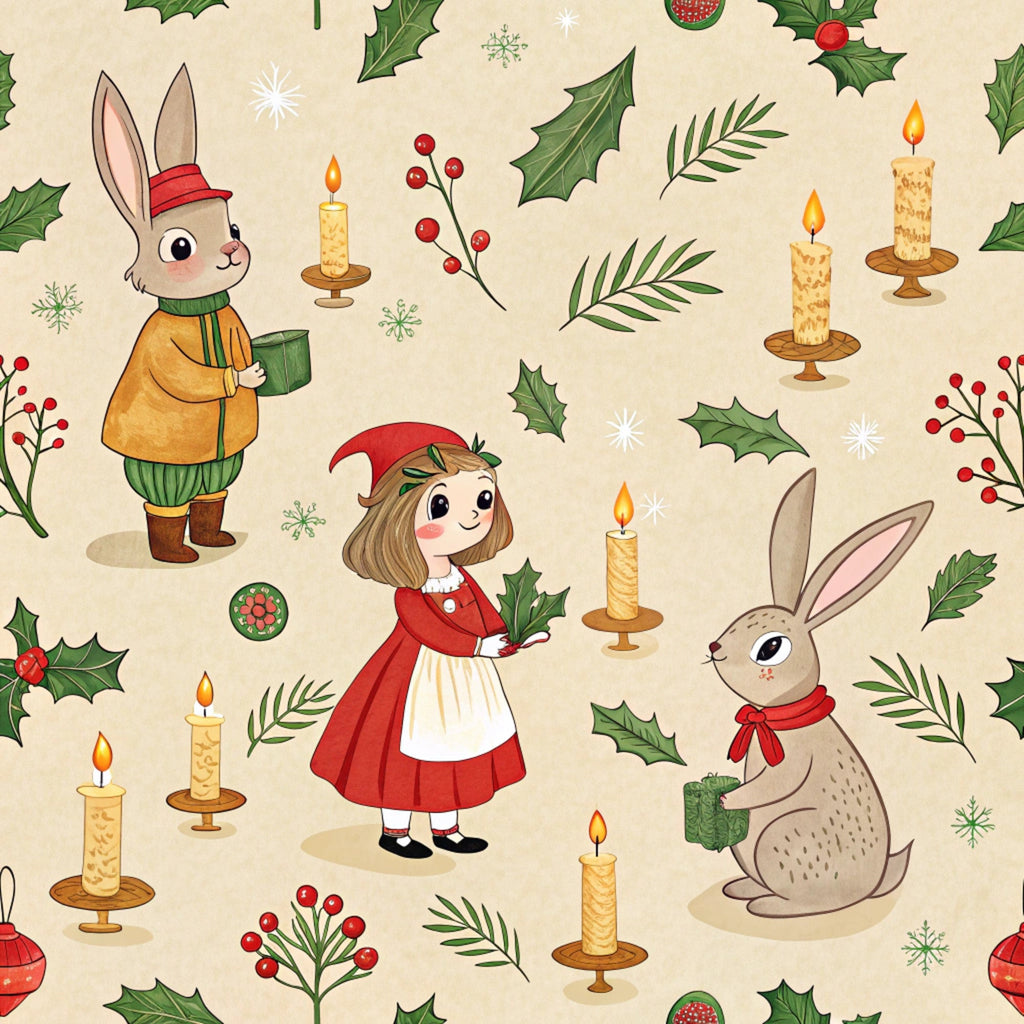 Yuletide Hare Pattern 52 Minky Fabric