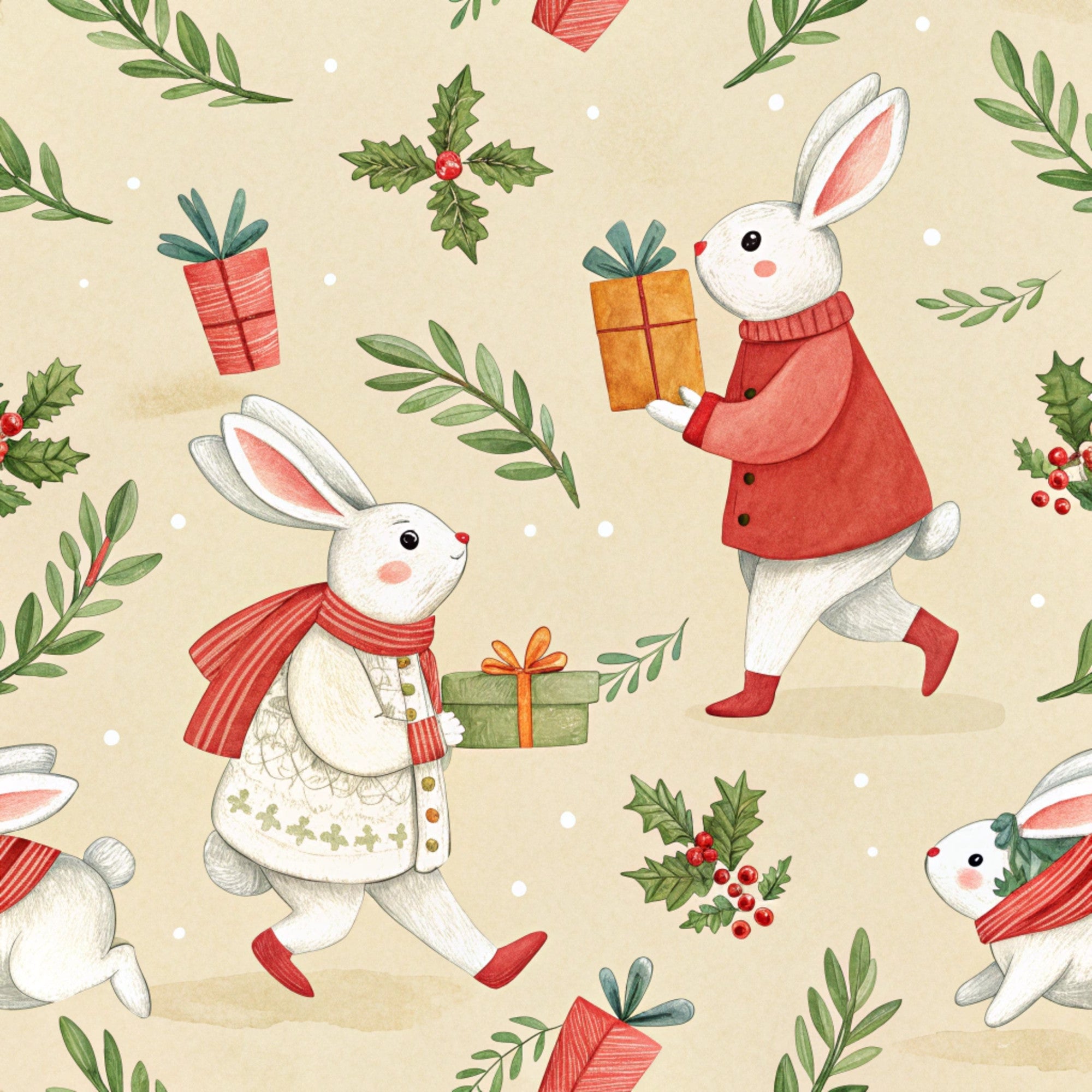 Yuletide Hare Pattern 54 Minky Fabric