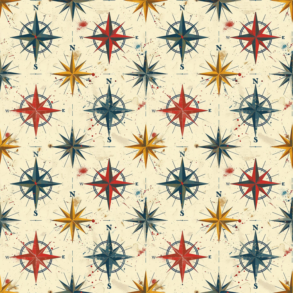Classic Compass Rose Pattern 1 Minky Fabric