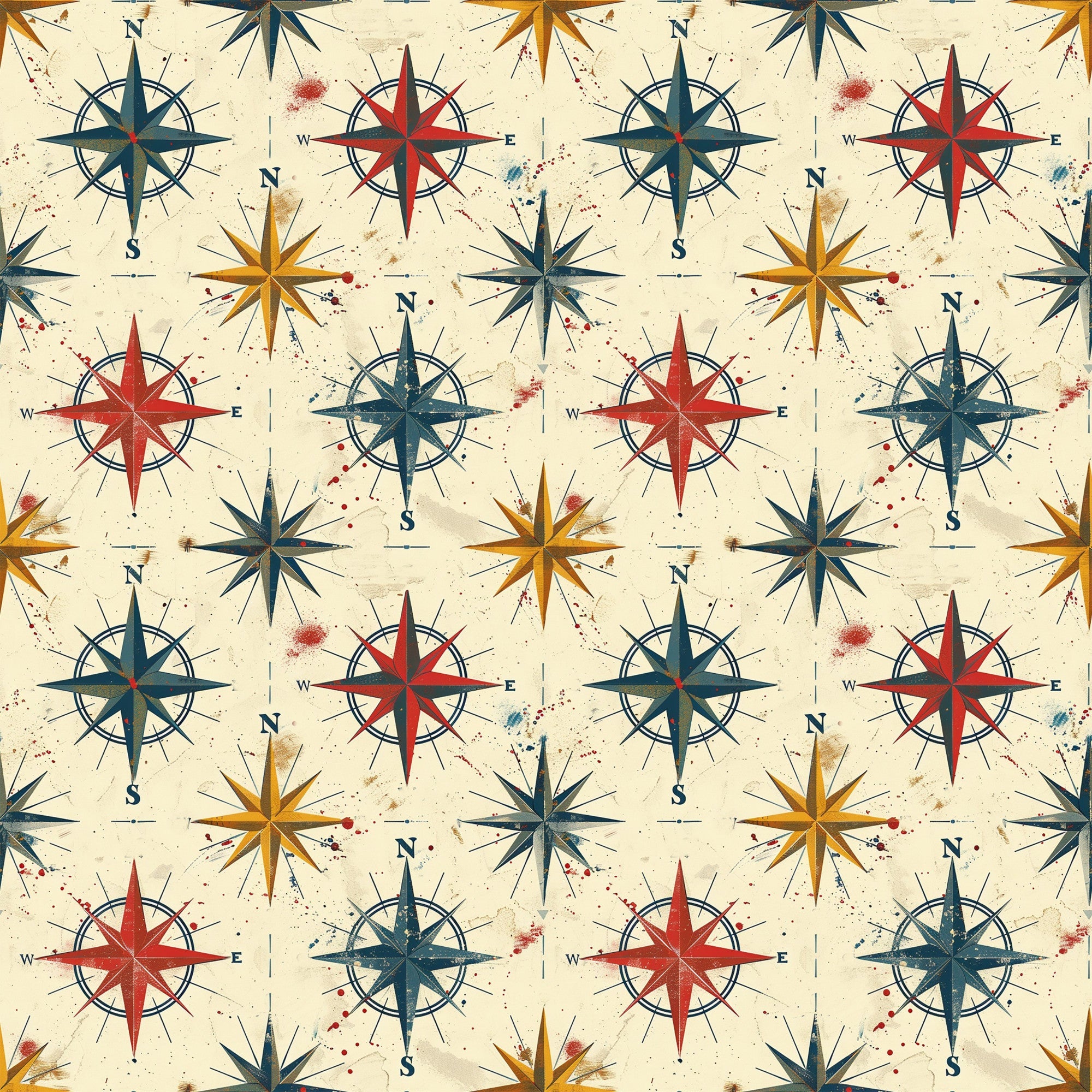 Classic Compass Rose Pattern 1 Minky Fabric