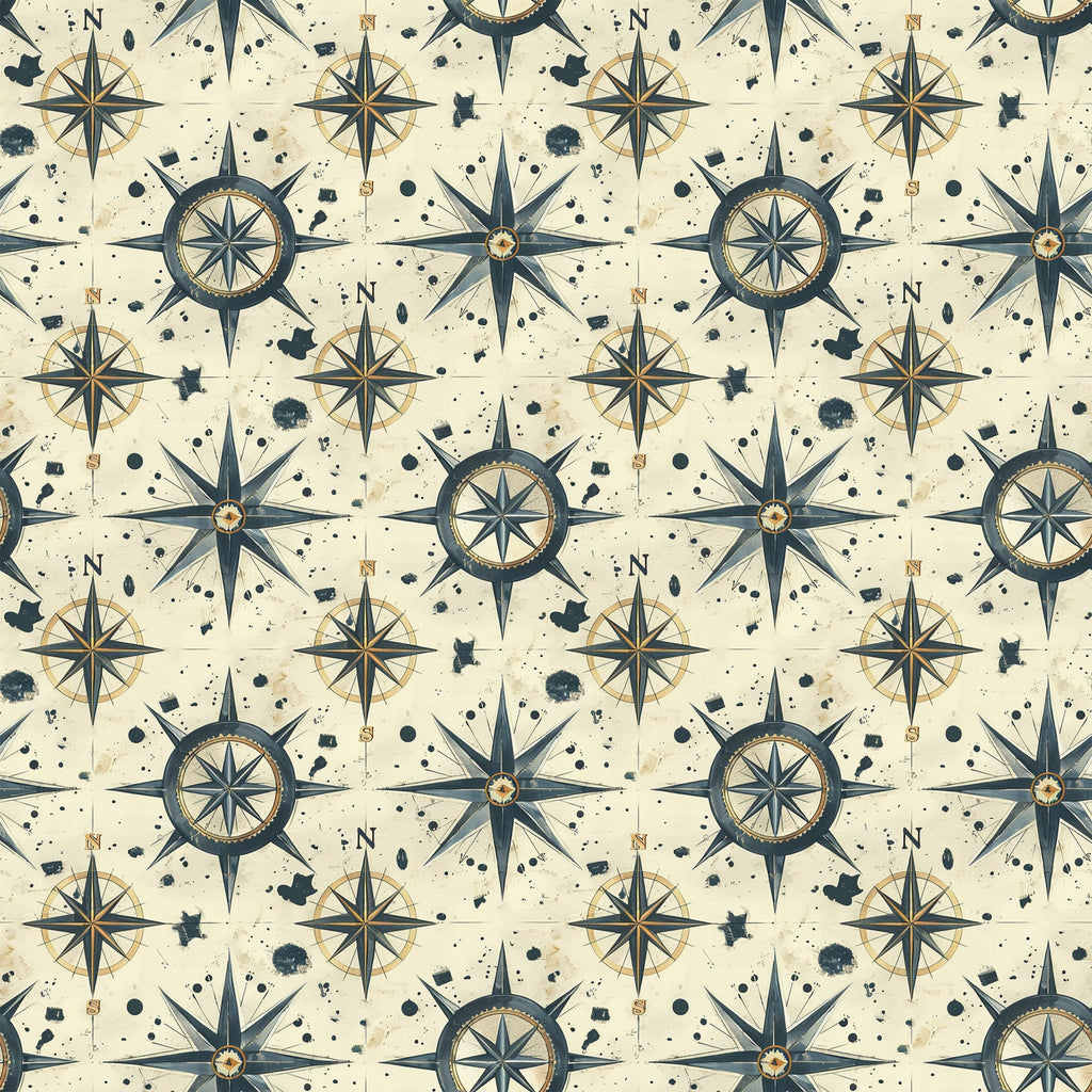 Classic Compass Rose Pattern 2 Minky Fabric