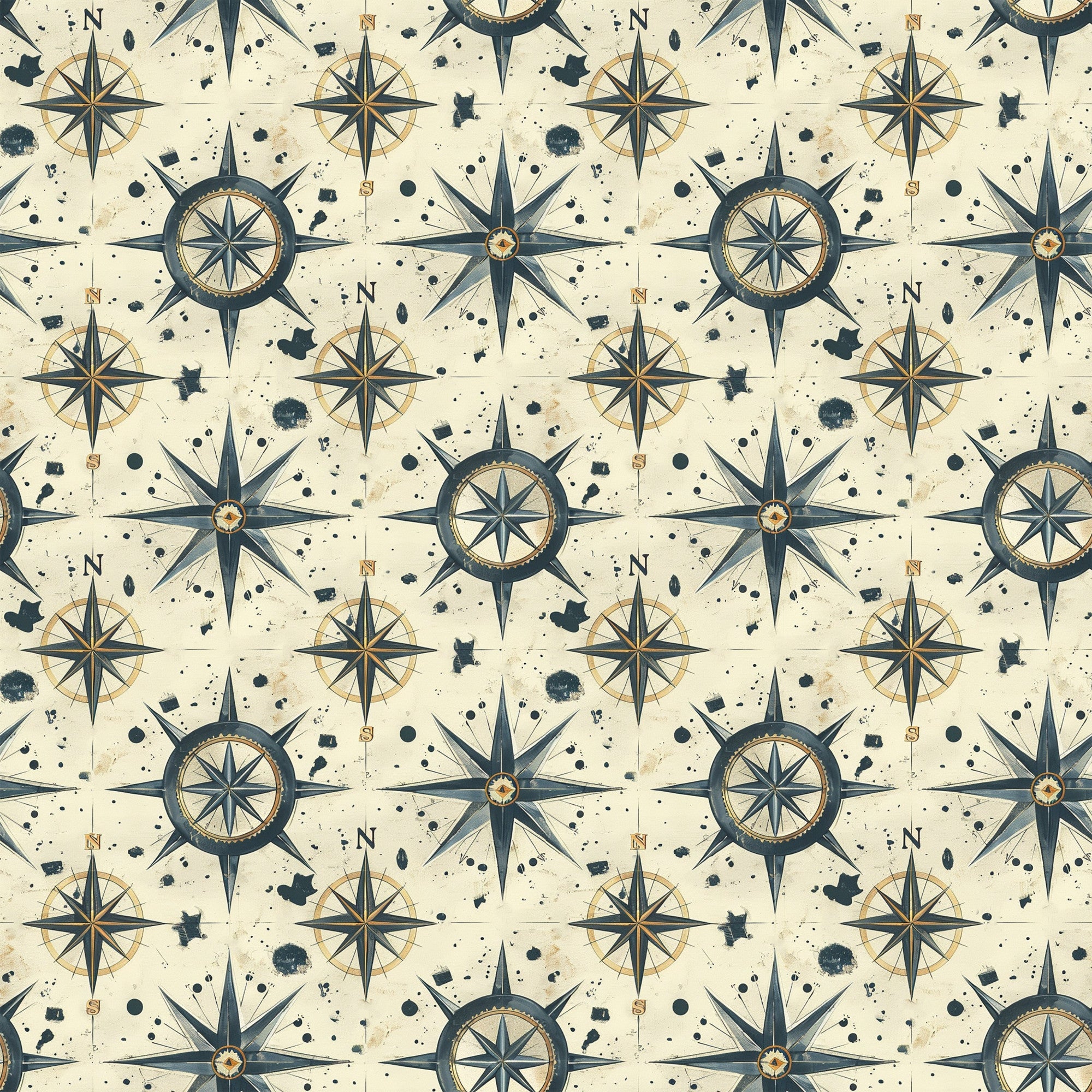Classic Compass Rose Pattern 2 Minky Fabric