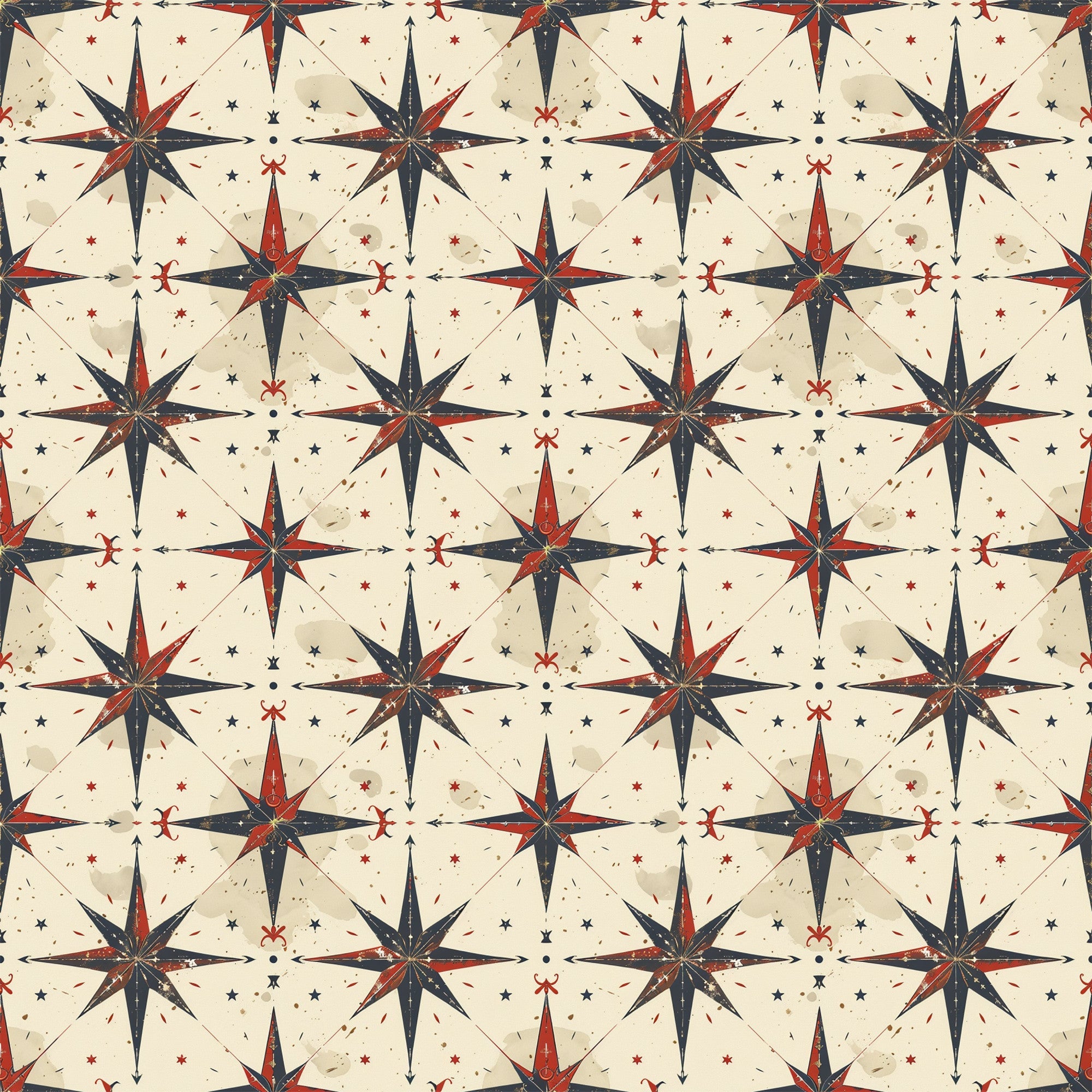 Classic Compass Rose Pattern 3 Minky Fabric