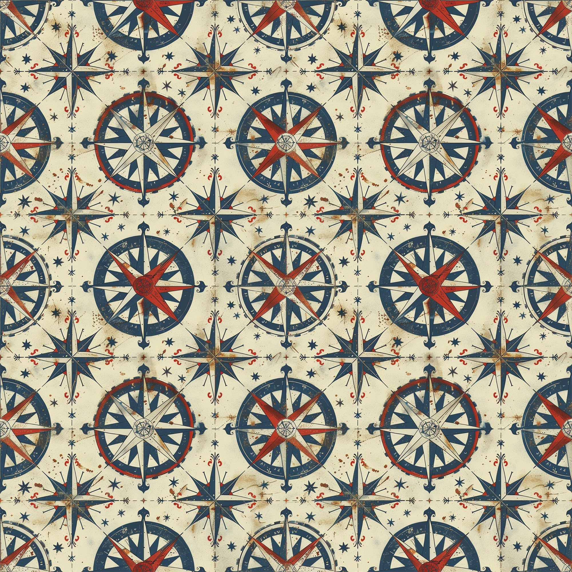 Classic Compass Rose Pattern 4 Minky Fabric