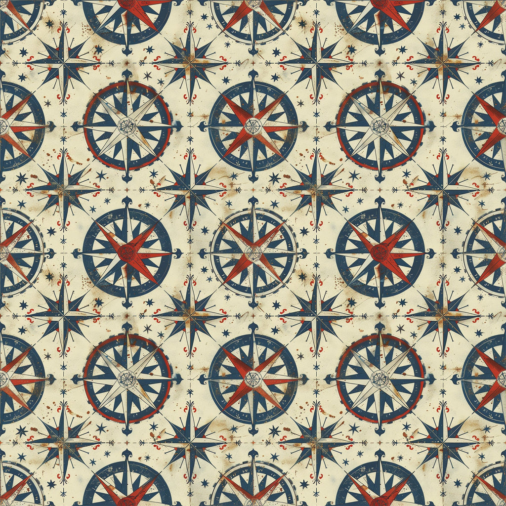 Classic Compass Rose Pattern 4 Minky Fabric