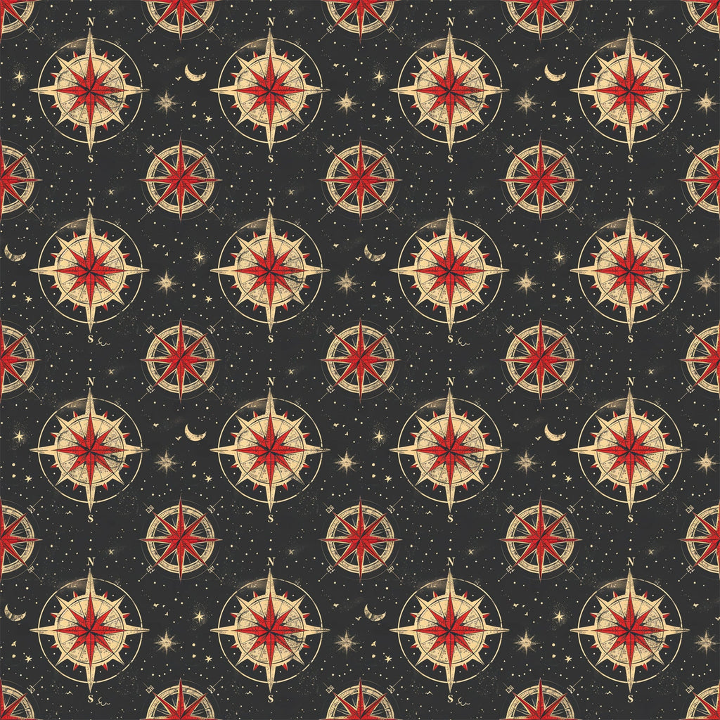 Classic Compass Rose Pattern 8 Minky Fabric