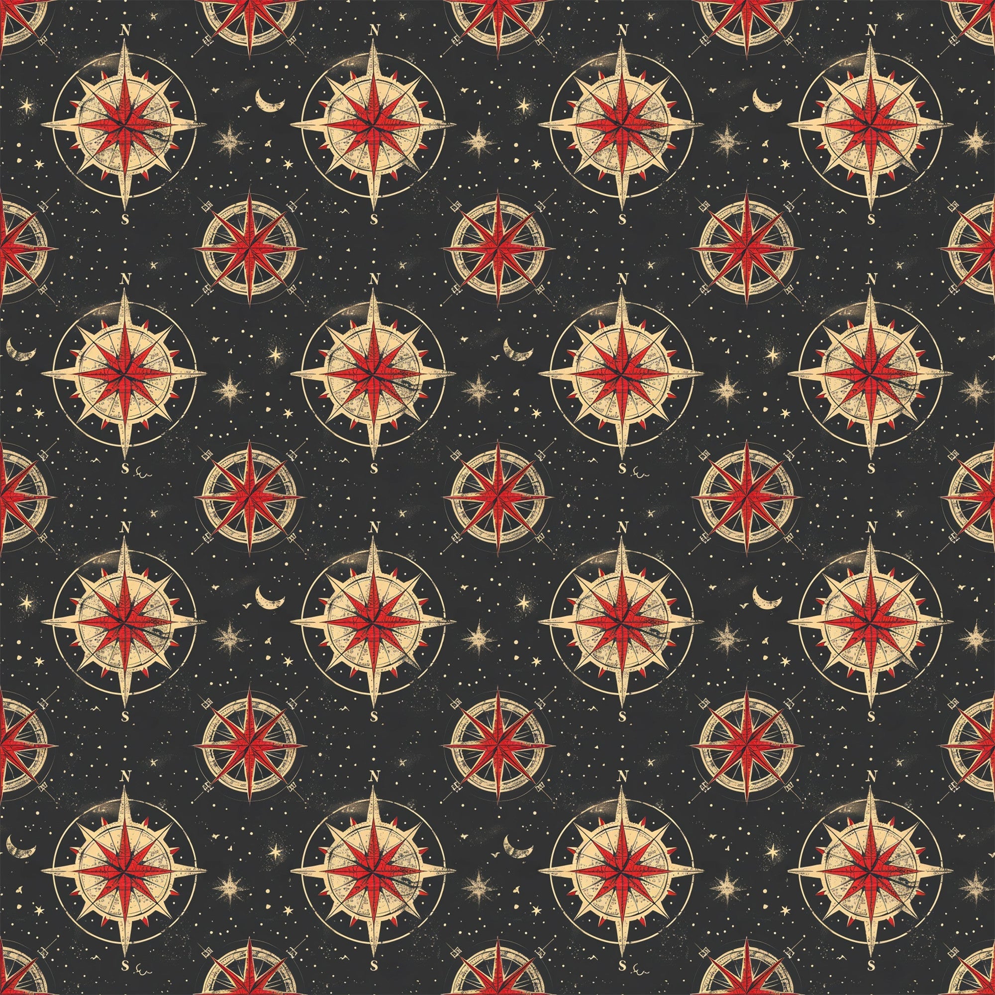Classic Compass Rose Pattern 8 Minky Fabric