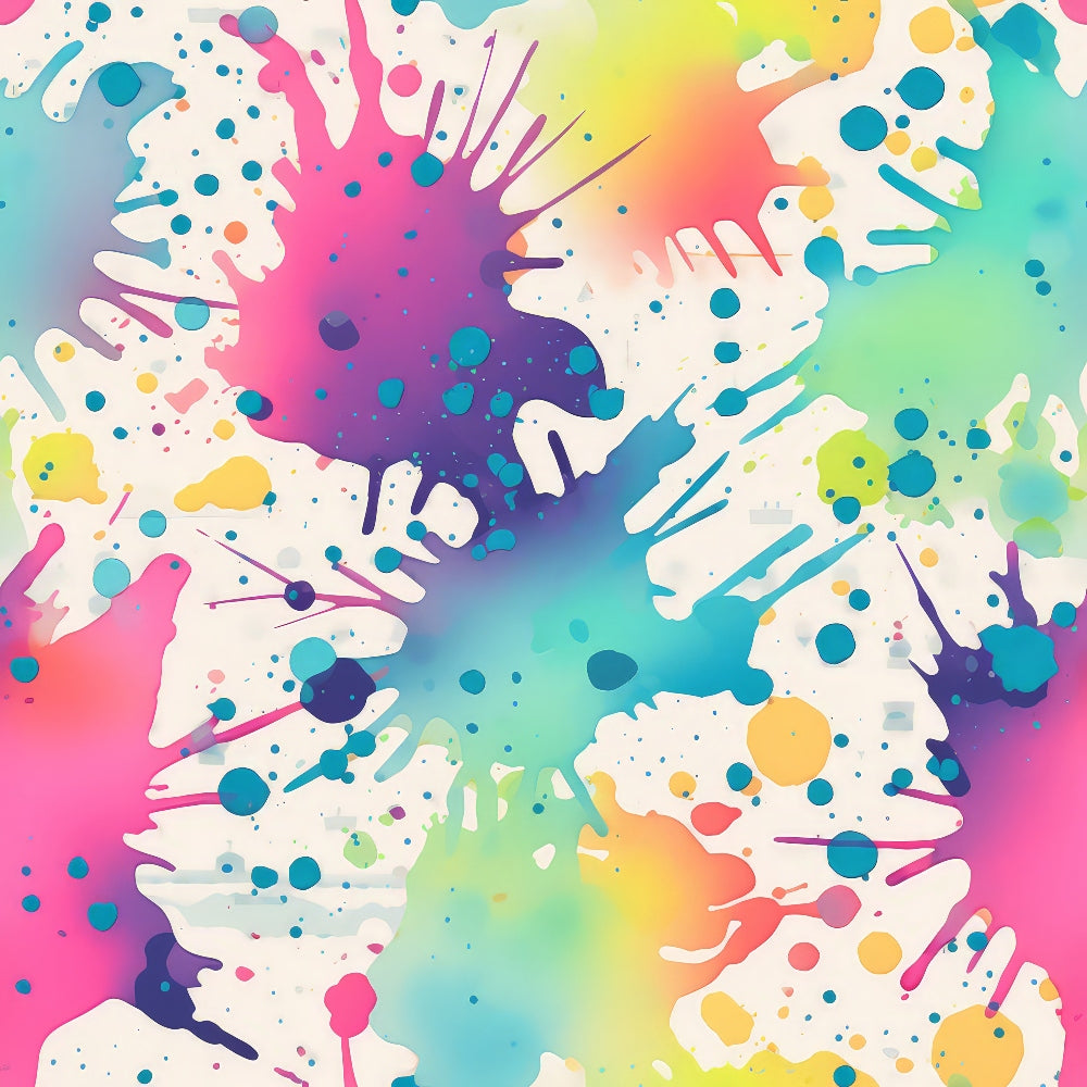 paint splashes, watercolor effect, bright colors, rainbow palette, pink, turquoise, yellow, purple, teal, orange, abstract pattern, artistic design, vibrant, colorful, contemporary style, modern art,, fabric panel, crafting material, sewing supplies