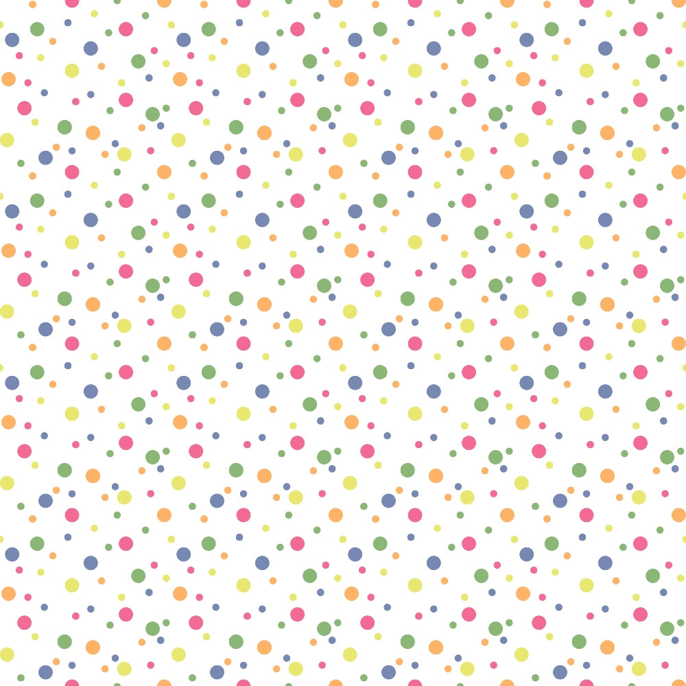 confetti dots, polka dots, multicolor circles, pink dots, blue dots, green dots, yellow dots, orange dots, scattered pattern, random placement, cheerful design, bright colors, playful pattern,, fabric panel, geometric shapes, festive design, rainbow colors, whimsical style, celebration theme