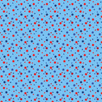 red dots, blue dots, navy dots, light blue background, polka dots, confetti pattern, scattered circles, geometric design,, fabric panel, random placement, multi-sized dots, playful pattern, bright colors, contemporary style, coordinating colors, small scale print