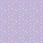 lavender background, pastel dots, confetti pattern, scattered circles, white dots, yellow dots, pink dots, mint green dots, turquoise dots, polka dot design, geometric pattern, whimsical style,, fabric panel, cheerful mood, playful design, random placement, multi-colored spots, soft pastels