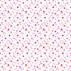 polka dots, confetti pattern, pink dots, red dots, magenta dots, light pink, scattered dots, random placement, playful design, geometric pattern,, fabric panel, cheerful mood, bright colors, circular shapes, small dots, medium dots, white background, modern pattern, crafting fabric