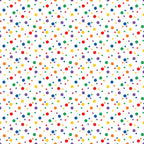 multicolored dots, polka dots, confetti pattern, scattered circles, red dots, blue dots, green dots, yellow dots, orange dots, purple dots, white background, random placement, playful design, geometric pattern,, fabric panel, cheerful mood, bright colors, small dots, repeating pattern