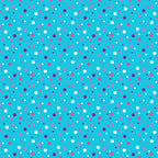 turquoise background, confetti dots, polka dots, scattered circles, white dots, pink dots, purple dots, magenta dots, geometric pattern, random placement, playful design, cheerful mood,, fabric panel, bright colors, festive pattern, multicolored dots, vibrant turquoise, celebration theme, joyful aesthetic