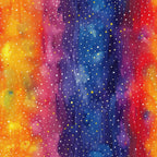 cosmic dance, galaxy print, starfield pattern, nebula design, orange gradient, blue gradient, purple gradient, yellow accents, white stars, space theme, celestial motif, astronomical print, vibrant colors,, fabric panel, cosmic swirls, interstellar design, bright constellation, colorful universe, stellar pattern