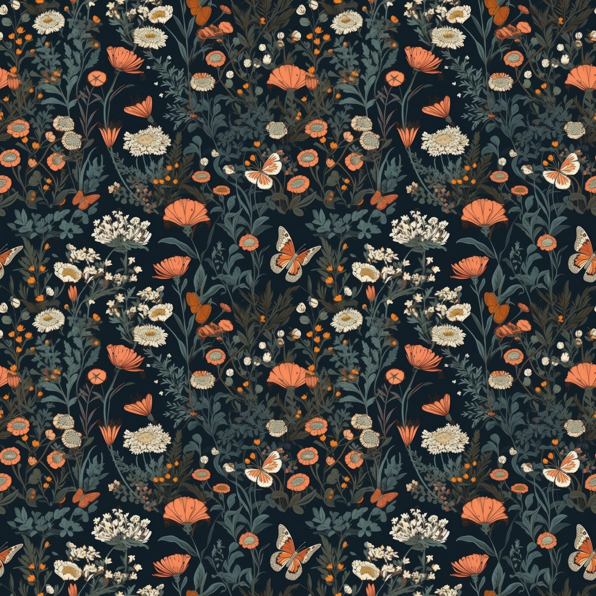 Midnight Monarchs Pattern 1 Minky Fabric