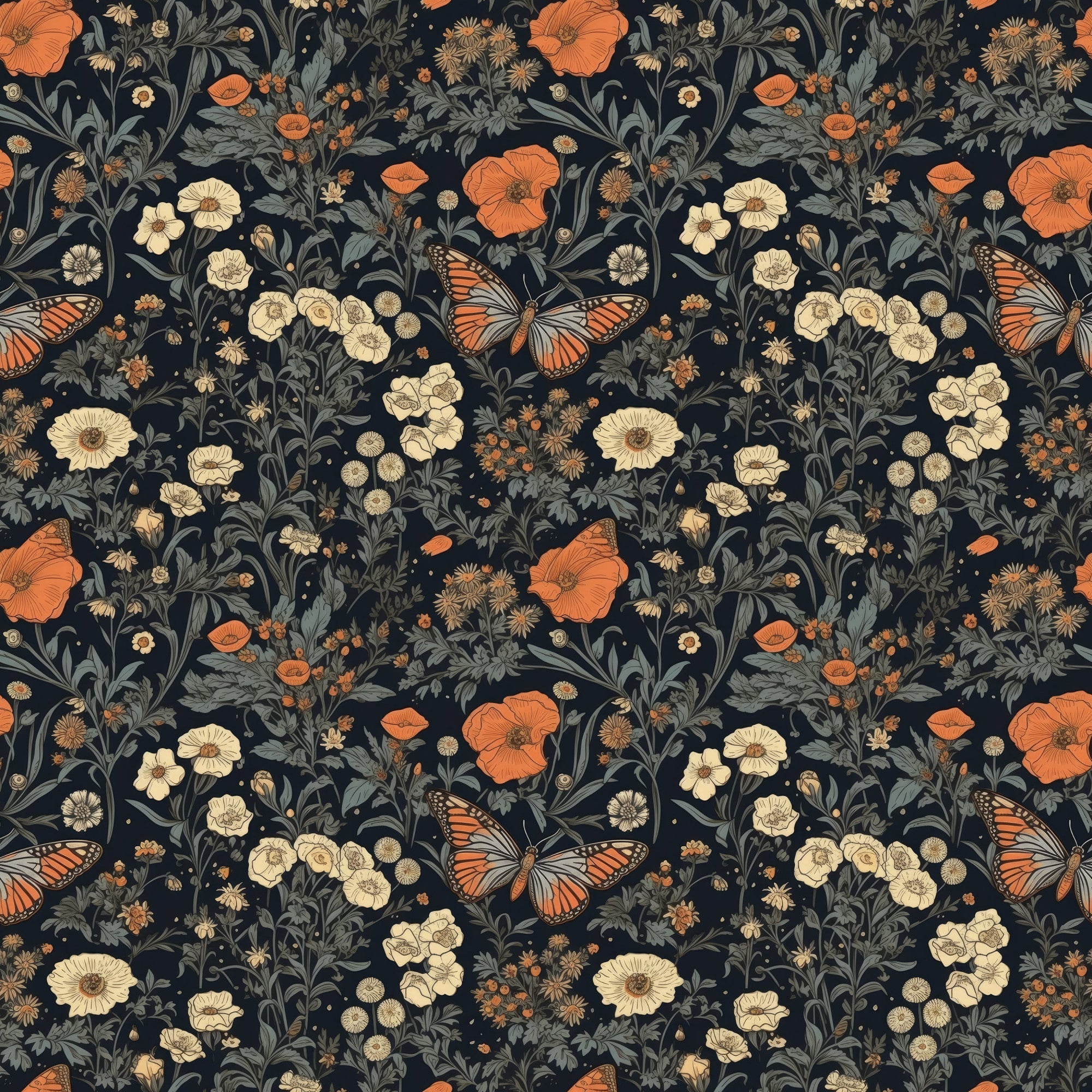 Midnight Monarchs Pattern 10 Minky Fabric