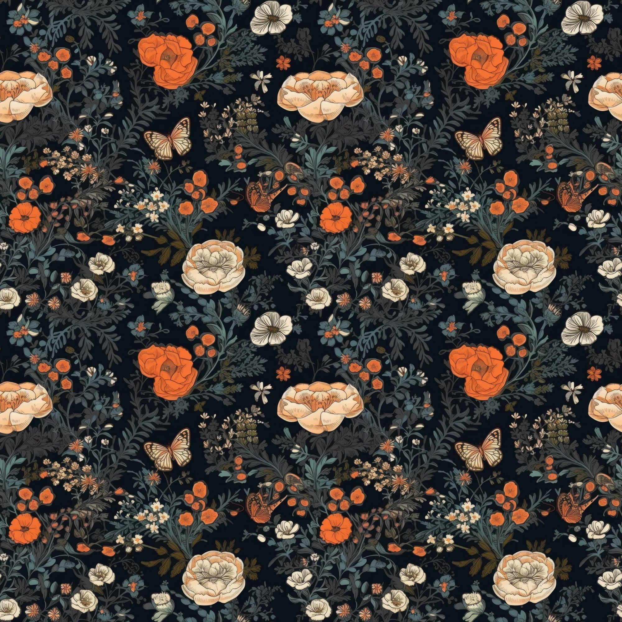 Midnight Monarchs Pattern 2 Minky Fabric