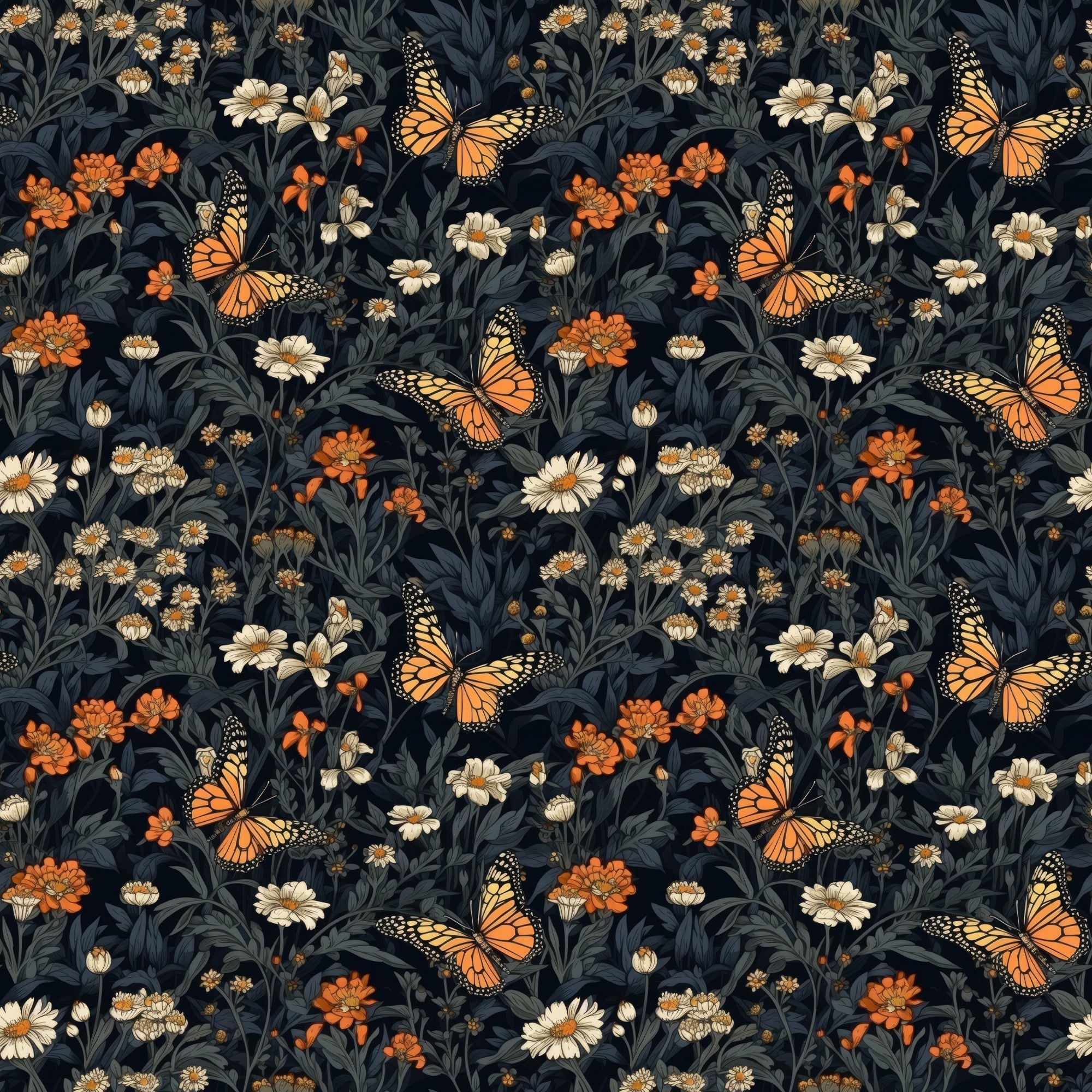 Midnight Monarchs Pattern 3 Minky Fabric