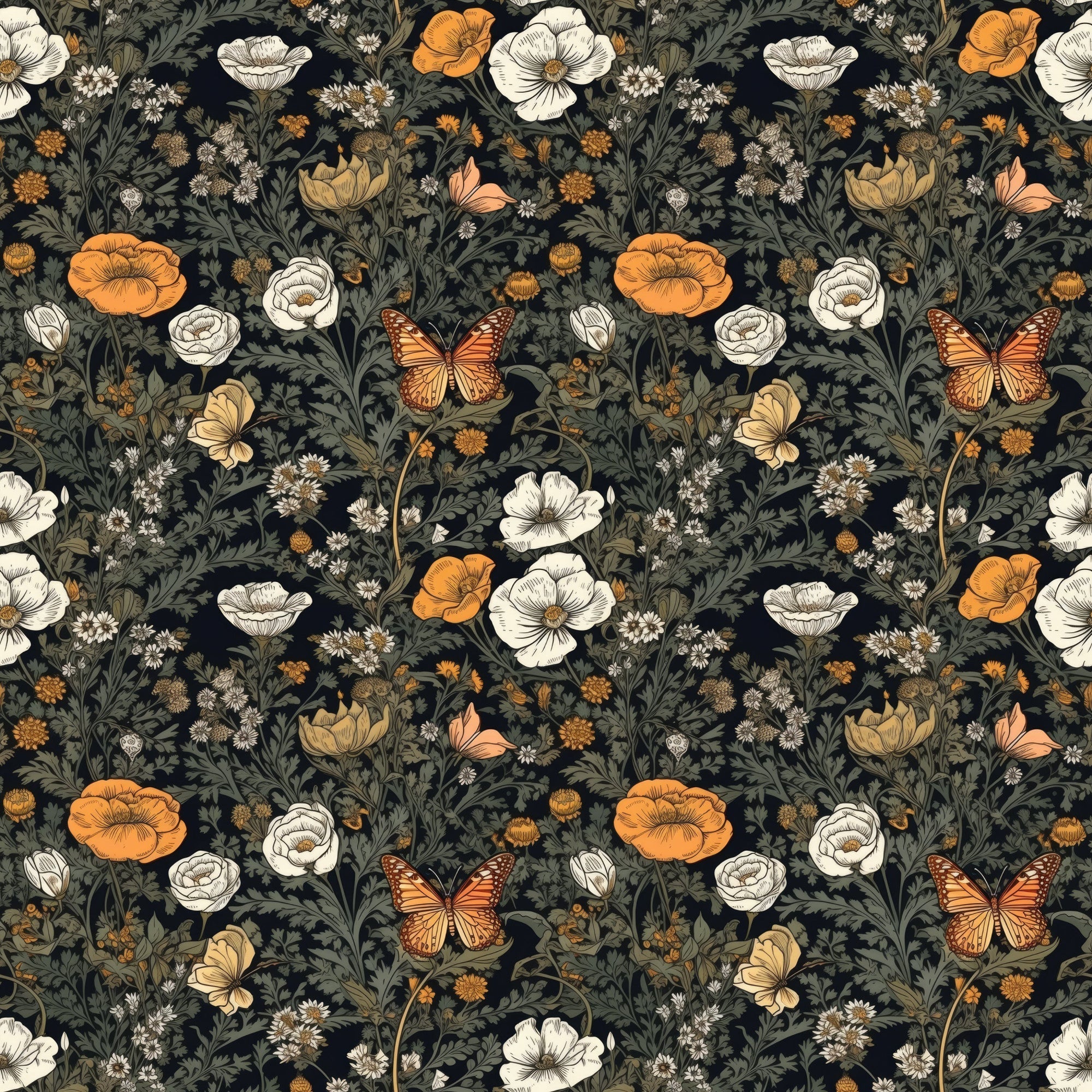 Midnight Monarchs Pattern 4 Minky Fabric