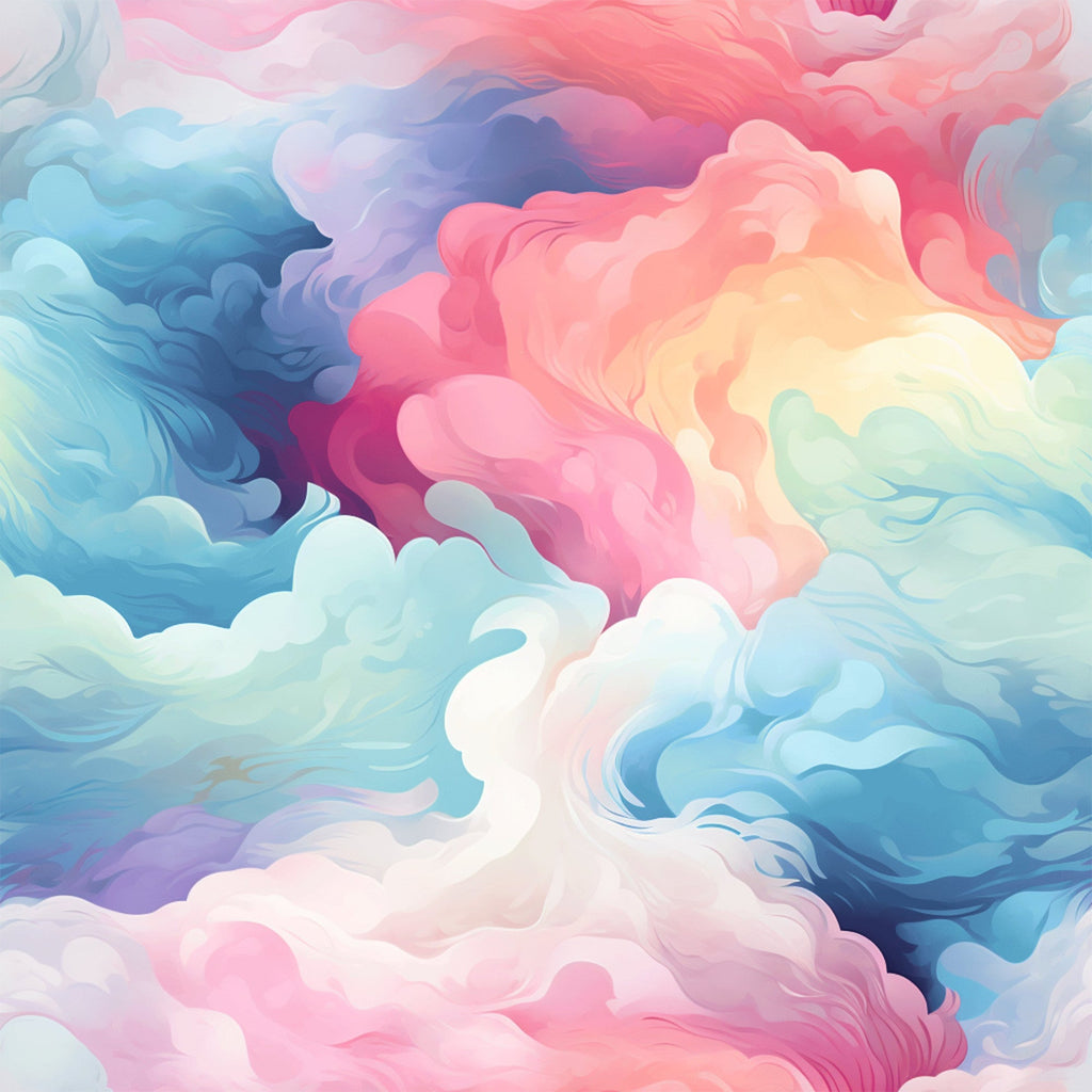 Cotton Candy Swirly Pastel Clouds Pattern 1 Minky Fabric