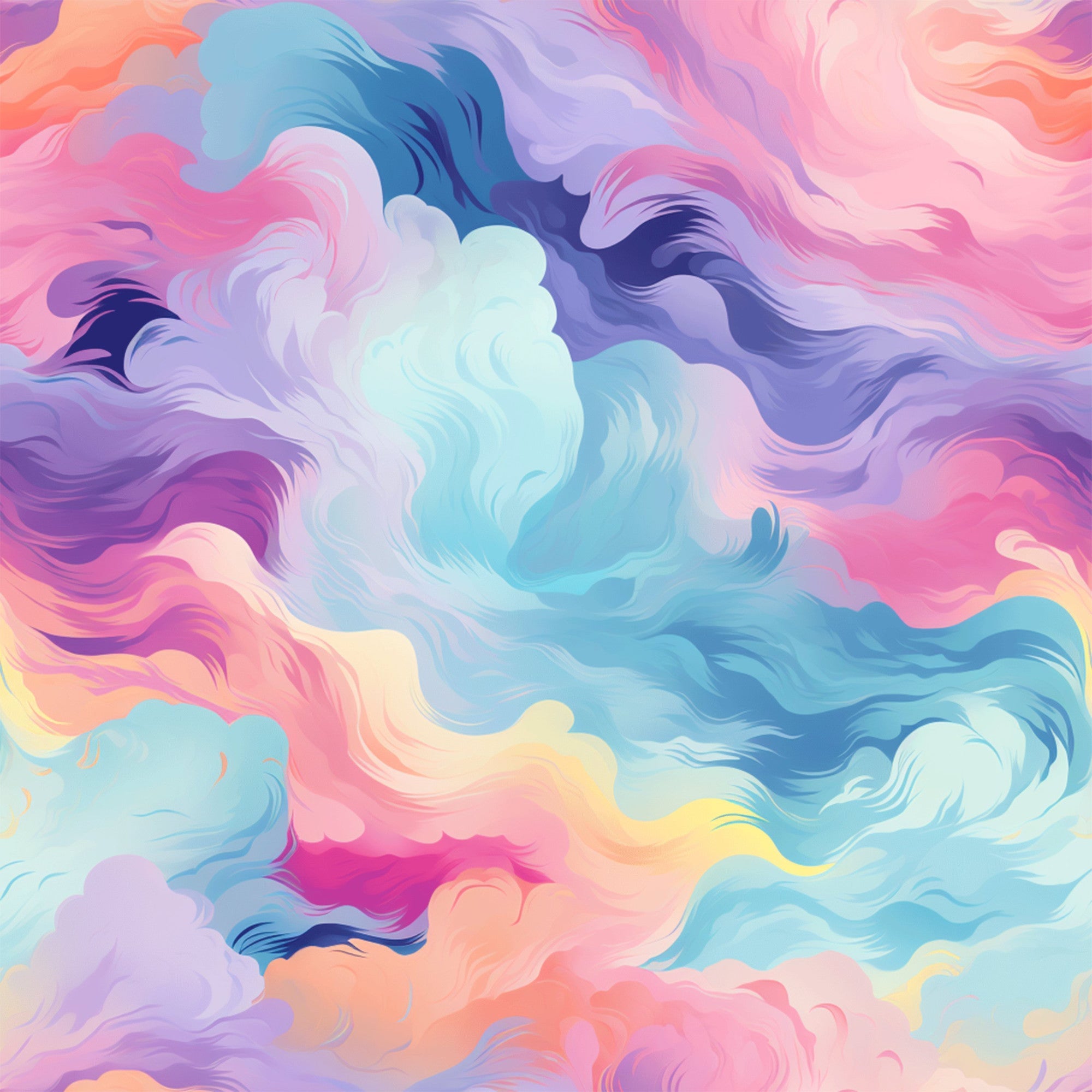 Cotton Candy Swirly Pastel Clouds Pattern 10 Minky Fabric