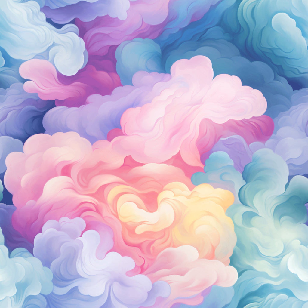 Cotton Candy Swirly Pastel Clouds Pattern 11 Minky Fabric
