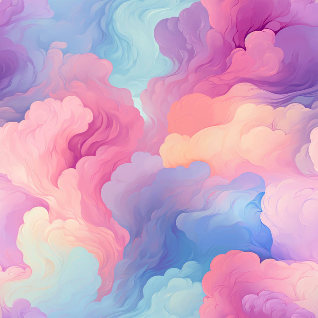 Cotton Candy Swirly Pastel Clouds Pattern 12 Minky Fabric