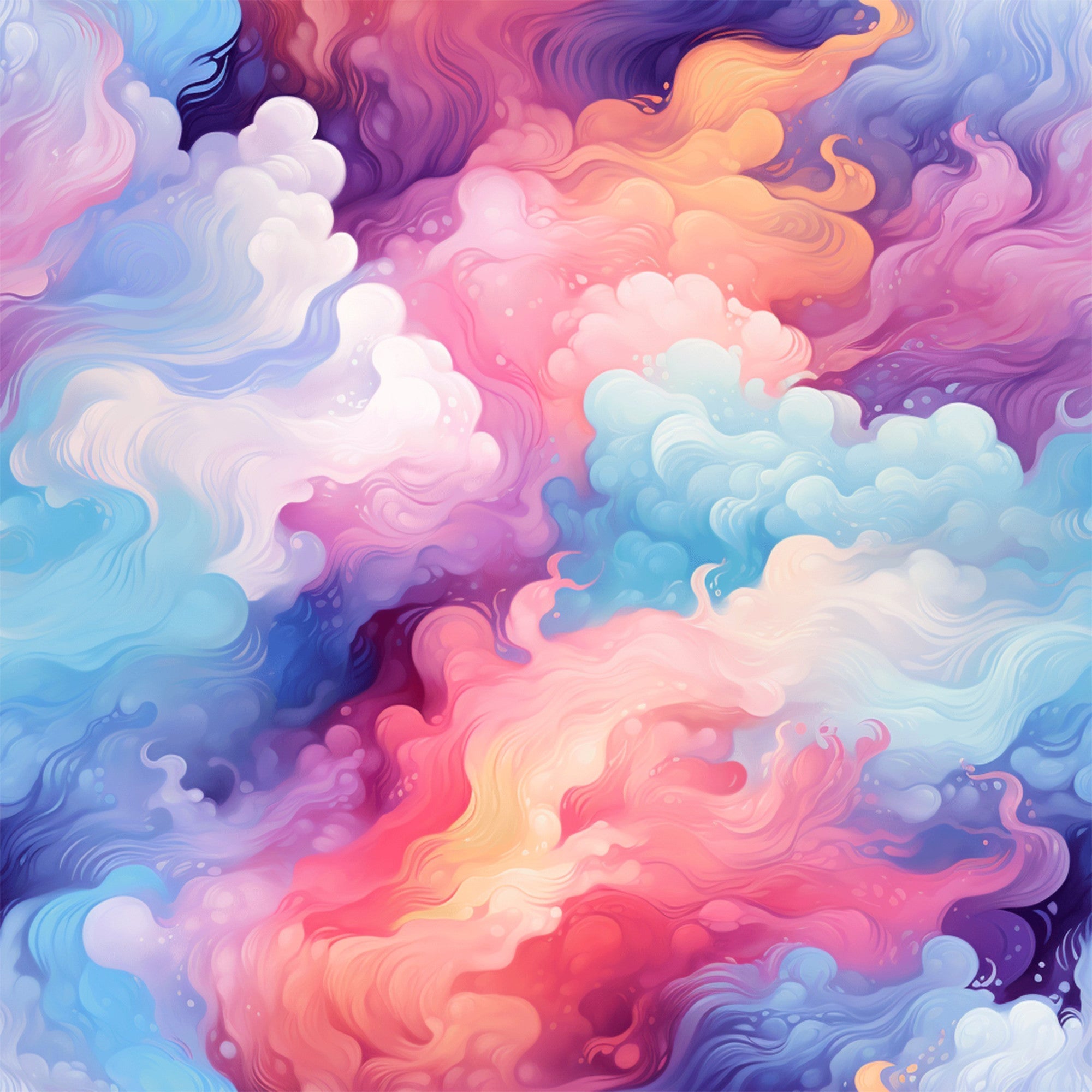 Cotton Candy Swirly Pastel Clouds Pattern 3 Minky Fabric