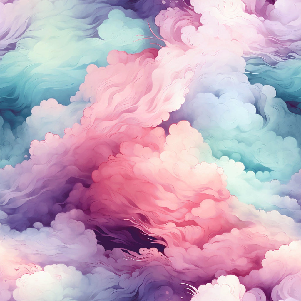Cotton Candy Swirly Pastel Clouds Pattern 5 Minky Fabric