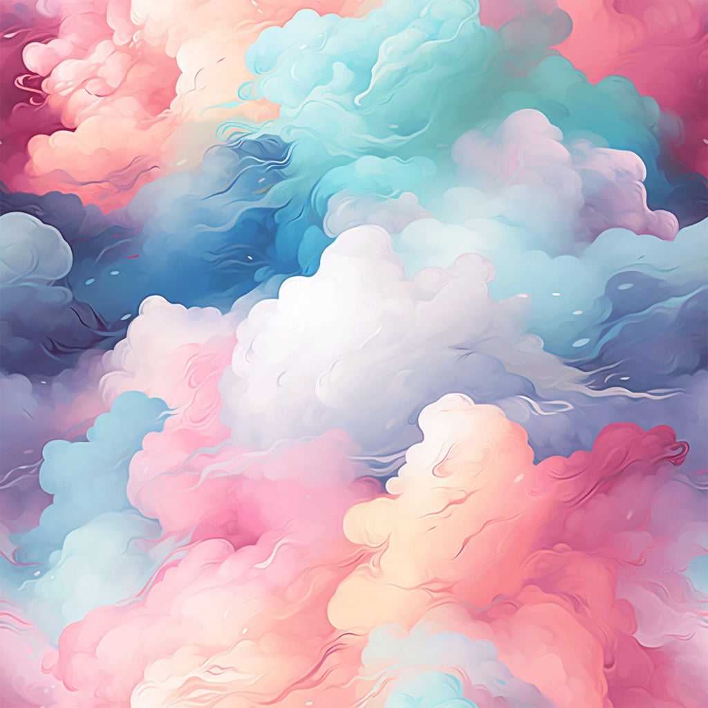 Cotton Candy Swirly Pastel Clouds Pattern 8 Minky Fabric