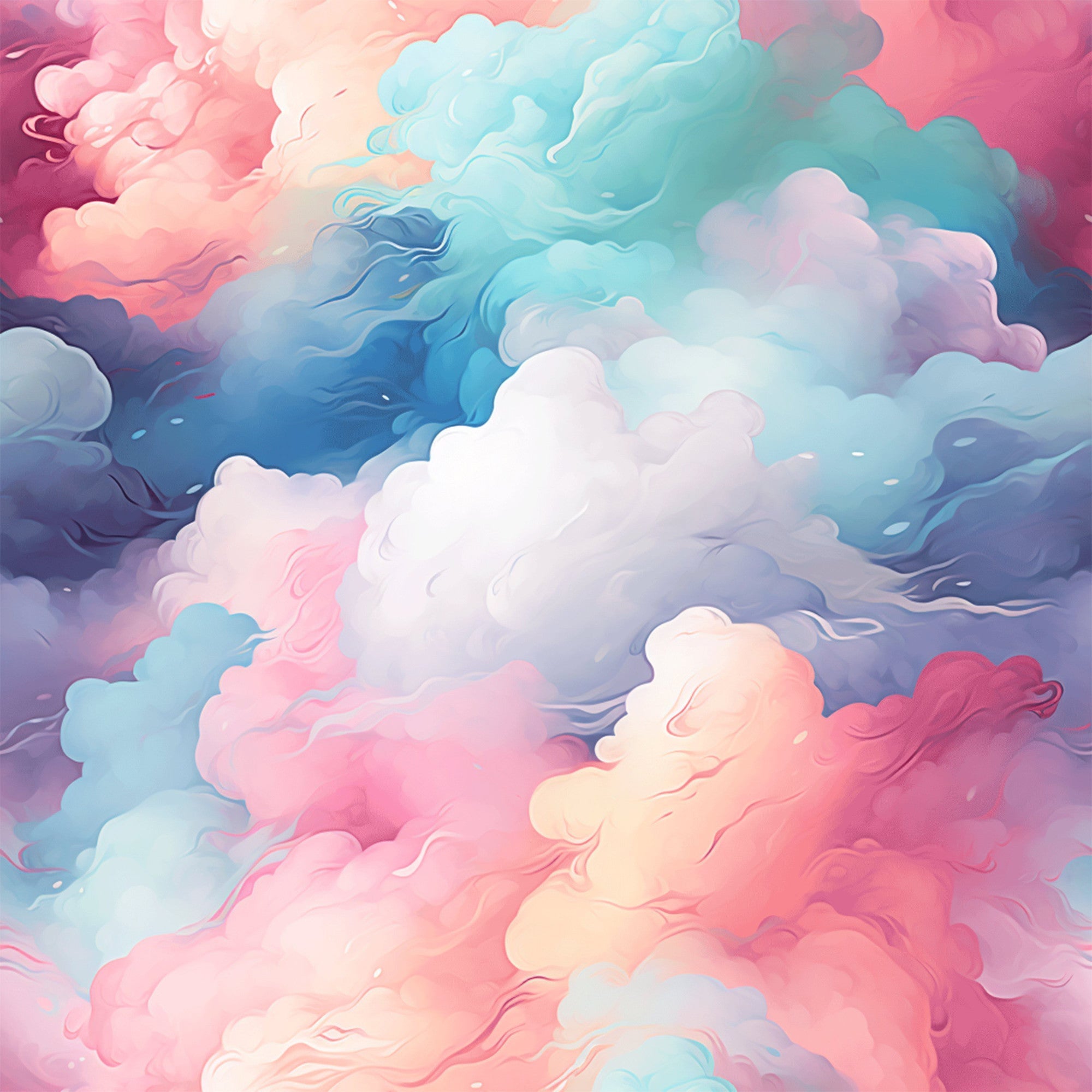 Cotton Candy Swirly Pastel Clouds Pattern 8 Minky Fabric