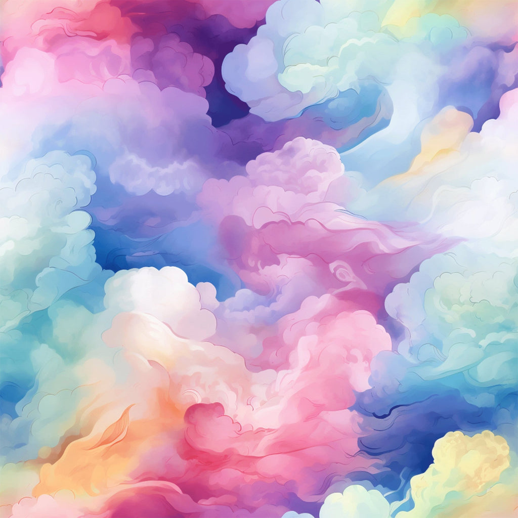 Cotton Candy Swirly Pastel Clouds Pattern 9 Minky Fabric