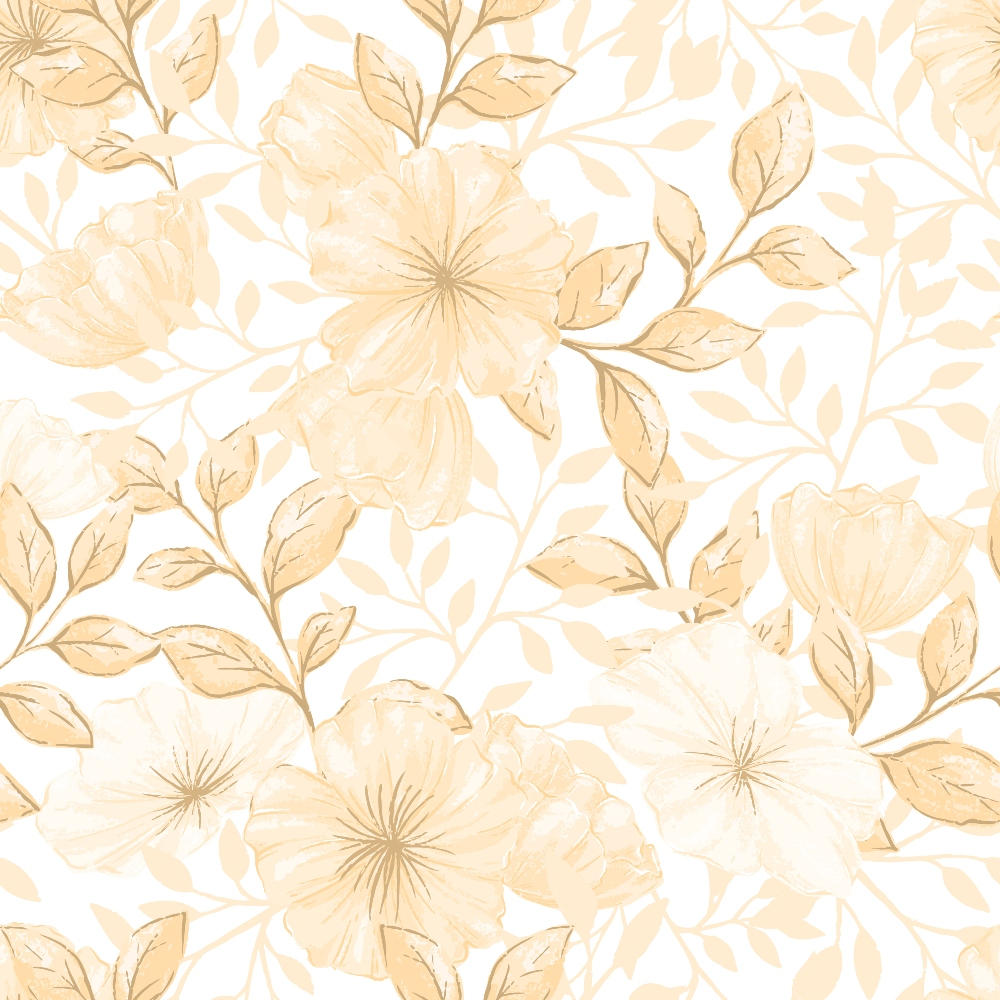 cream, beige, soft peach, floral pattern, botanical design, large flowers, leafy branches, delicate blooms, seamless repeat,, fabric panel, country style, vintage flowers, muted tones, romantic florals, garden motifs, nature inspired, soft pastels, cotton fabric, quilting material