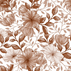 brown, beige, tan, sepia, monochromatic, floral pattern, large flowers, botanical, leaves, branches, vintage style, distressed texture, seamless repeat,, fabric panel, neutral tones, romantic florals, country style, rustic, watercolor effect