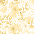cream, ivory, golden yellow, floral pattern, botanical design, large flowers, leaves, branches, country style,, fabric panel, soft tones, monochromatic, delicate flowers, nature motifs, feminine design, watercolor effect, repeating pattern, crafting fabric, sewing material
