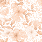 peach, blush pink, coral, floral pattern, botanical design, large flowers, leafy branches, delicate petals, soft watercolor, feminine style, romantic mood, seamless repeat,, fabric panel, spring flowers, garden blooms, pastel tones, flowing vines, nature motif, crafting material