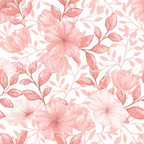 coral pink, blush pink, soft pink, floral pattern, hibiscus flowers, tropical blooms, botanical design, leaves, vines, watercolor style, delicate flowers, seamless repeat,, fabric panel, feminine, romantic, spring flowers, pastel tones, monochromatic, elegant florals