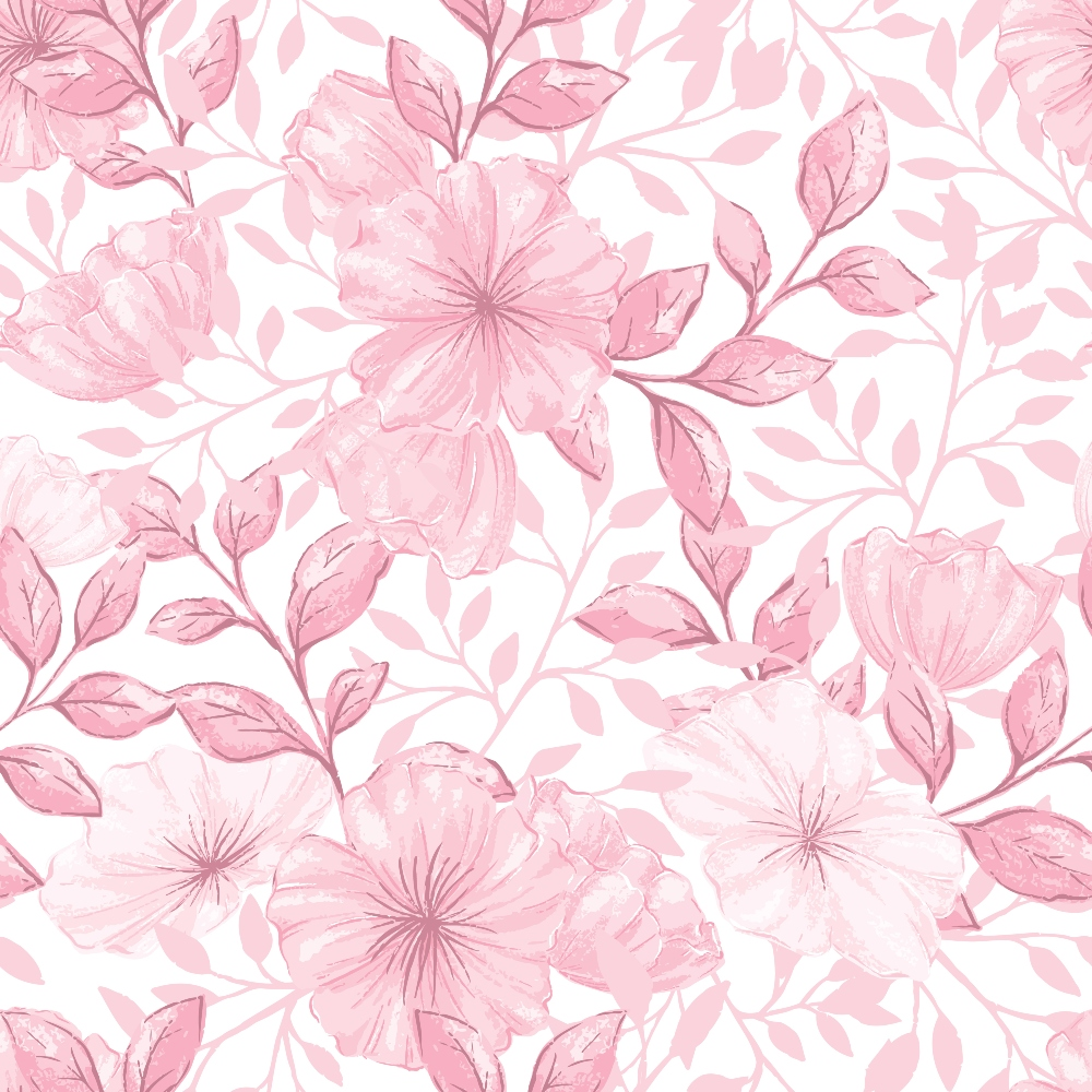 pink, blush, soft pink, pale pink, floral pattern, botanical design, flowers, leaves, foliage, delicate blooms, watercolor style, feminine, romantic, seamless pattern,, fabric panel, spring flowers, garden motif, nature inspired, cottage style
