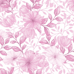 pink, mauve, rose, floral pattern, flowers, leaves, botanical, watercolor style, soft pastel, delicate, feminine, seamless repeat,, fabric panel, romantic, nature motif, blooming flowers, leafy branches, gentle artwork, spring theme