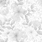 white, gray, silver, monochrome, floral pattern, botanical design, flowers, leaves, branches, vines, nature motif, delicate blooms, soft petals, organic shapes,, fabric panel, country style, romantic mood, vintage inspired, seamless pattern