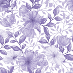 purple, lavender, lilac, floral pattern, hibiscus flowers, botanical design, watercolor style, seamless repeat,, fabric panel, nature motif, soft pastels, feminine design, spring flowers, tropical blooms, delicate leaves, monochromatic palette, crafting material, sewing fabric, country flowers