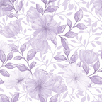 lavender, purple, lilac, floral pattern, hibiscus flowers, botanical design, leaves, branches, watercolor style, soft pastels, feminine, delicate, seamless repeat,, fabric panel, spring flowers, tropical blooms, monochromatic, elegant, nature motif