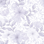 lavender, purple, lilac, pale violet, floral pattern, botanical design, flowers, leaves, foliage, watercolor style, soft tones, delicate blooms, nature motif, feminine design,, fabric panel, seamless repeat, gentle mood, romantic flowers, muted pastels