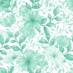 mint green, sage green, watercolor flowers, botanical pattern, floral design, large blooms, leafy vines, delicate petals, soft pastels, repeating pattern,, fabric panel, garden flowers, romantic florals, seamless design, nature motif, spring flowers, watercolor style, cotton fabric, botanical illustration