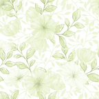 pale green, sage green, mint green, floral pattern, botanical design, large flowers, leafy branches, delicate petals, soft pastel, monochromatic, vintage style, romantic mood,, fabric panel, seamless repeat, nature motif, garden flowers, subtle texture, feminine design, crafting material